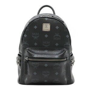 MCM Stark Visetos Backpack Studded Canvas Black